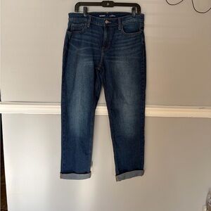 Old Navy Women mid rise cuffed boyfriend Dark Blue Straight Jeans